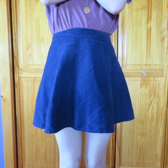 Divided by H&M Blue Suede Style Circle Skirt - Picture 1 of 10